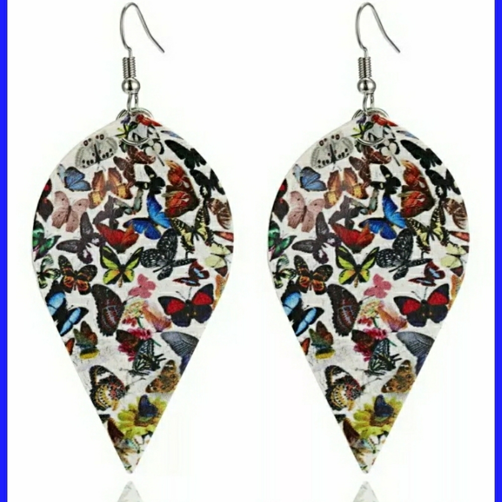 Butterfly leather earrings